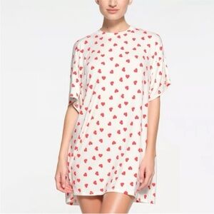 SKIMS Ruby & Marble Heart Sleep Crewneck Oversized T-Shirt Mini Dress Size XS